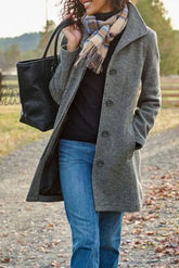 Hnewly - Casual Solid Patchwork Turn-Back Collar Outerwear(4 Colors) Grey / S Outerwear/Coats &